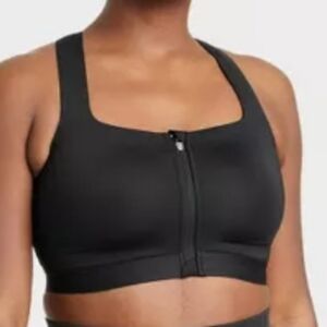 All in Motion Zipper Front Black Sports Bra